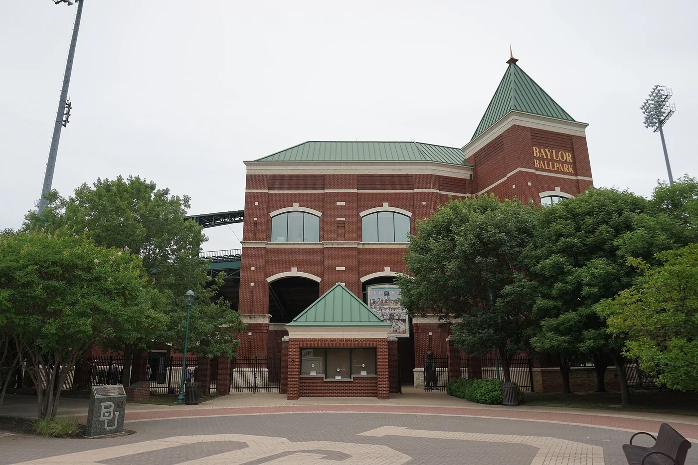 Exterior view of Baylor Ballpark on the Baylor University campus in Waco.