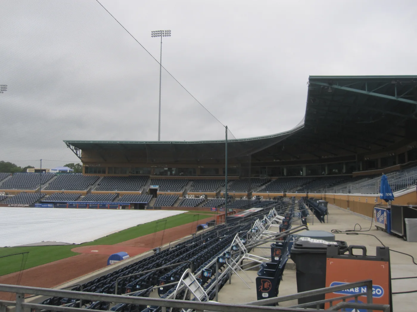Durham Bulls Athletic Park viewed from the seating bowl in September 2022.