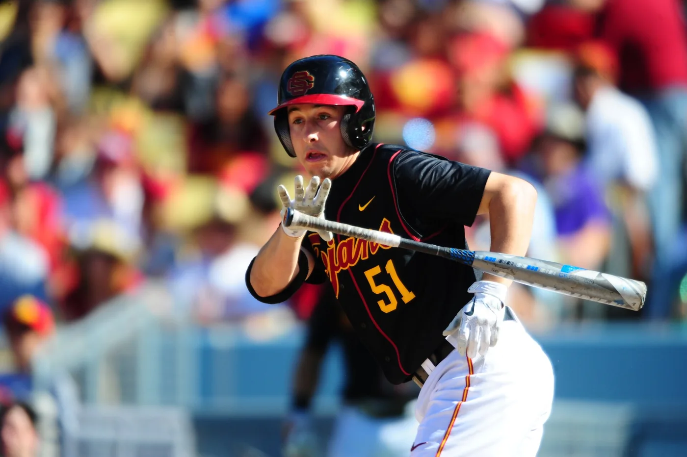 USC batter Garrett Stubbs at the plate during the March 2015 baseball game against UCLA.